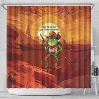 Cowboy Frog Outlaw Shower Curtain with Desert Sunset Silhouette Pattern