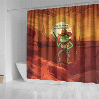 Cowboy Frog Outlaw Shower Curtain with Desert Sunset Silhouette Pattern