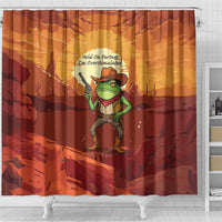 Cowboy Frog Outlaw Shower Curtain with Desert Sunset Silhouette Pattern