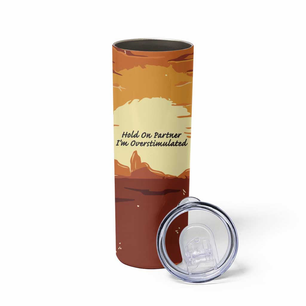 Cowboy Frog Outlaw Skinny Tumbler with Desert Sunset Silhouette Pattern