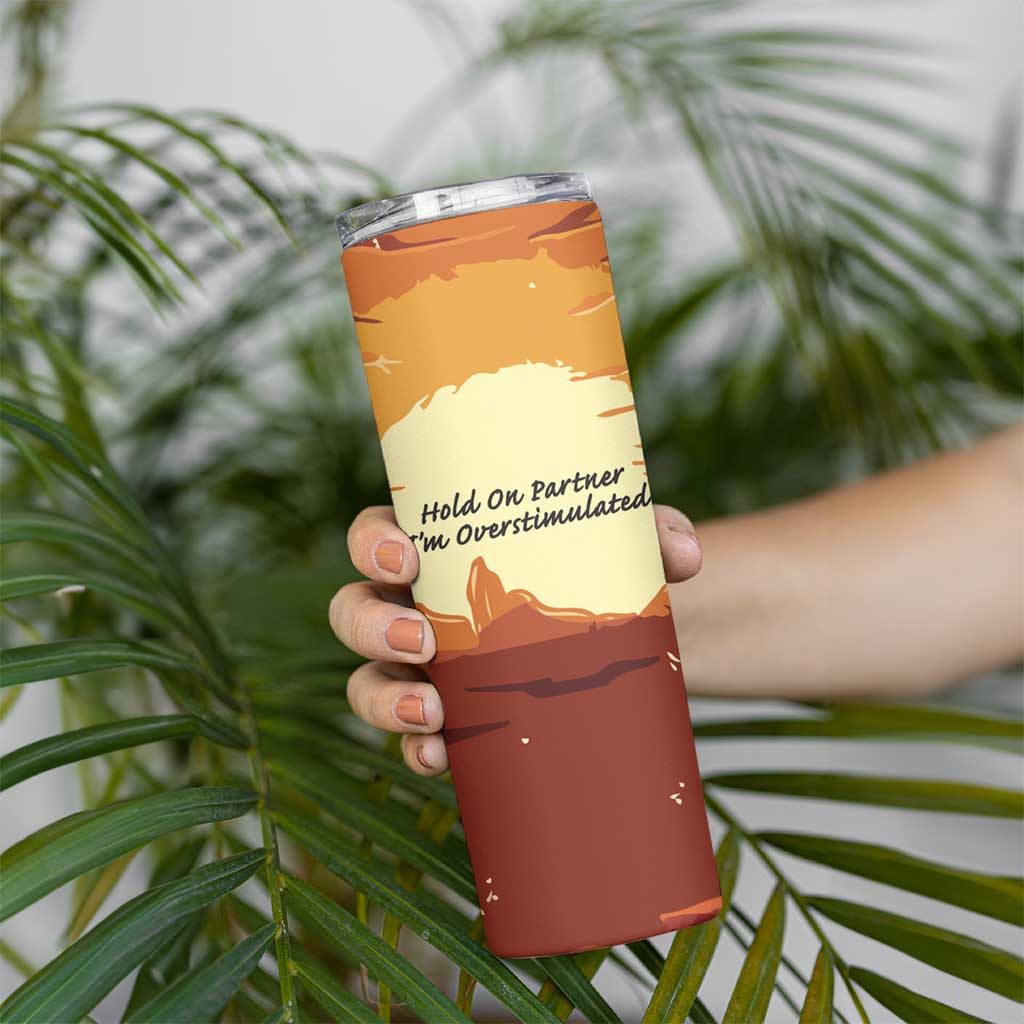 Cowboy Frog Outlaw Skinny Tumbler with Desert Sunset Silhouette Pattern