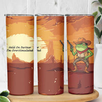 Cowboy Frog Outlaw Skinny Tumbler with Desert Sunset Silhouette Pattern