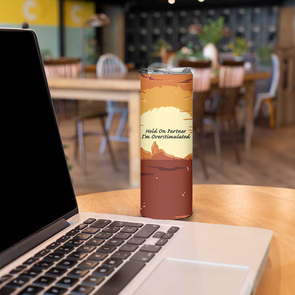 Cowboy Frog Outlaw Skinny Tumbler with Desert Sunset Silhouette Pattern