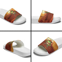 Cowboy Frog Outlaw Slide Sandals with Desert Sunset Silhouette Pattern