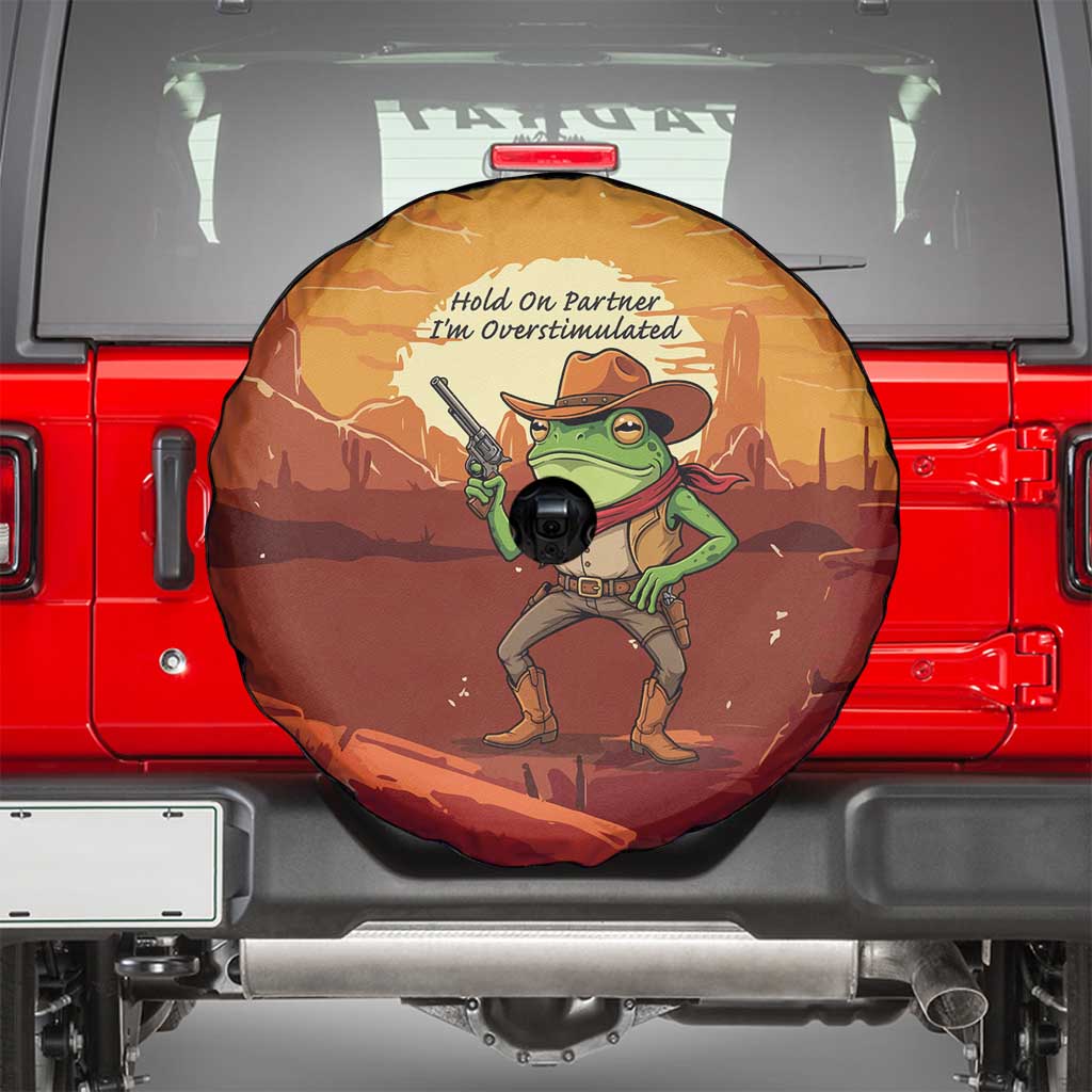 Cowboy Frog Outlaw Spare Tire Cover with Desert Sunset Silhouette Pattern