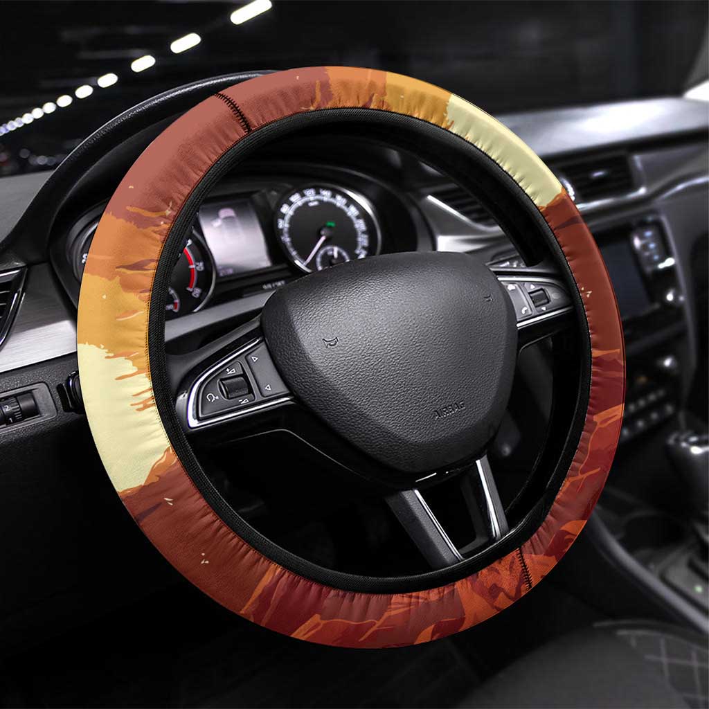 Cowboy Frog Outlaw Steering Wheel Cover with Desert Sunset Silhouette Pattern