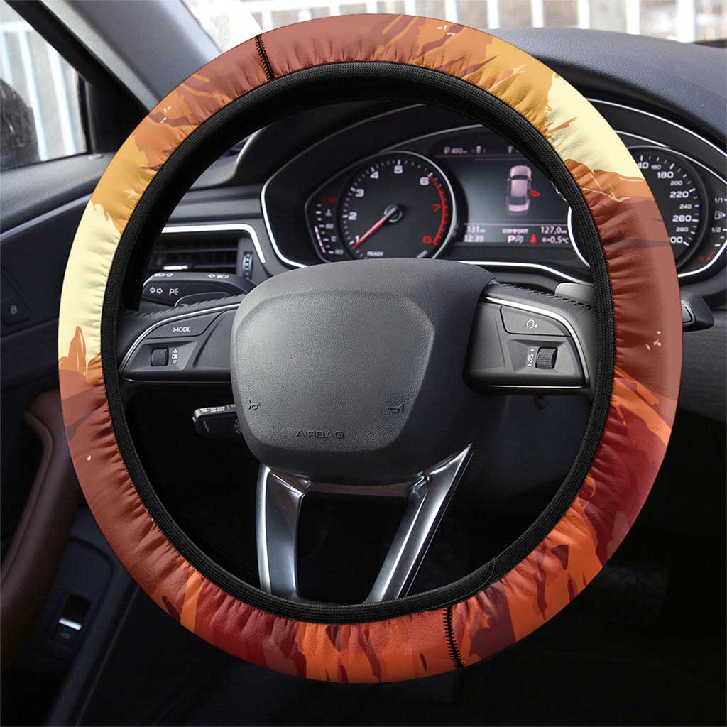 Cowboy Frog Outlaw Steering Wheel Cover with Desert Sunset Silhouette Pattern