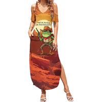 Cowboy Frog Outlaw Summer Maxi Dress with Desert Sunset Silhouette Pattern