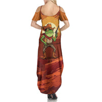 Cowboy Frog Outlaw Summer Maxi Dress with Desert Sunset Silhouette Pattern