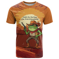 Cowboy Frog Outlaw T Shirt with Desert Sunset Silhouette Pattern