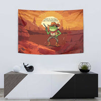 Cowboy Frog Outlaw Tapestry with Desert Sunset Silhouette Pattern