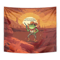 Cowboy Frog Outlaw Tapestry with Desert Sunset Silhouette Pattern