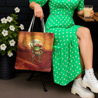 Cowboy Frog Outlaw Tote Bag with Desert Sunset Silhouette Pattern