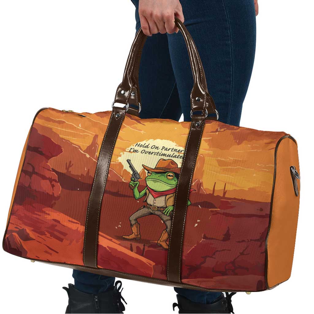 Cowboy Frog Outlaw Travel Bag with Desert Sunset Silhouette Pattern