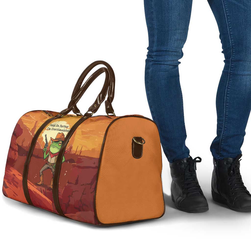 Cowboy Frog Outlaw Travel Bag with Desert Sunset Silhouette Pattern