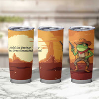 Cowboy Frog Outlaw Tumbler Cup with Desert Sunset Silhouette Pattern