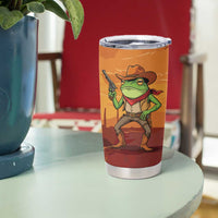 Cowboy Frog Outlaw Tumbler Cup with Desert Sunset Silhouette Pattern