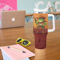 Cowboy Frog Outlaw Tumbler With Handle with Desert Sunset Silhouette Pattern