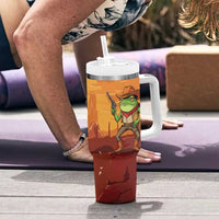 Cowboy Frog Outlaw Tumbler With Handle with Desert Sunset Silhouette Pattern