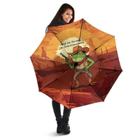 Cowboy Frog Outlaw Umbrella with Desert Sunset Silhouette Pattern