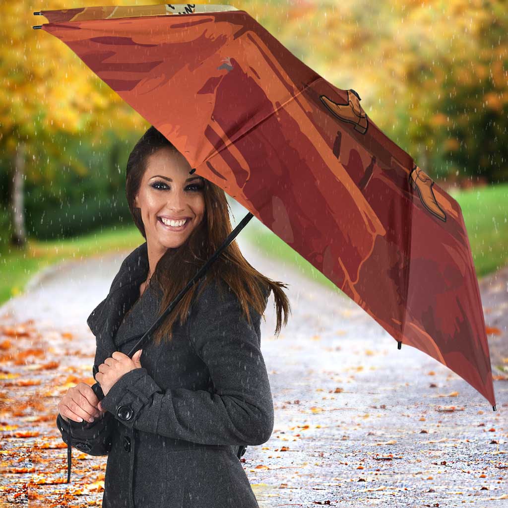Cowboy Frog Outlaw Umbrella with Desert Sunset Silhouette Pattern