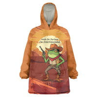 Cowboy Frog Outlaw Wearable Blanket Hoodie with Desert Sunset Silhouette Pattern