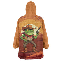 Cowboy Frog Outlaw Wearable Blanket Hoodie with Desert Sunset Silhouette Pattern