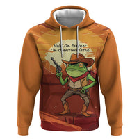 Cowboy Frog Outlaw Zip Hoodie with Desert Sunset Silhouette Pattern
