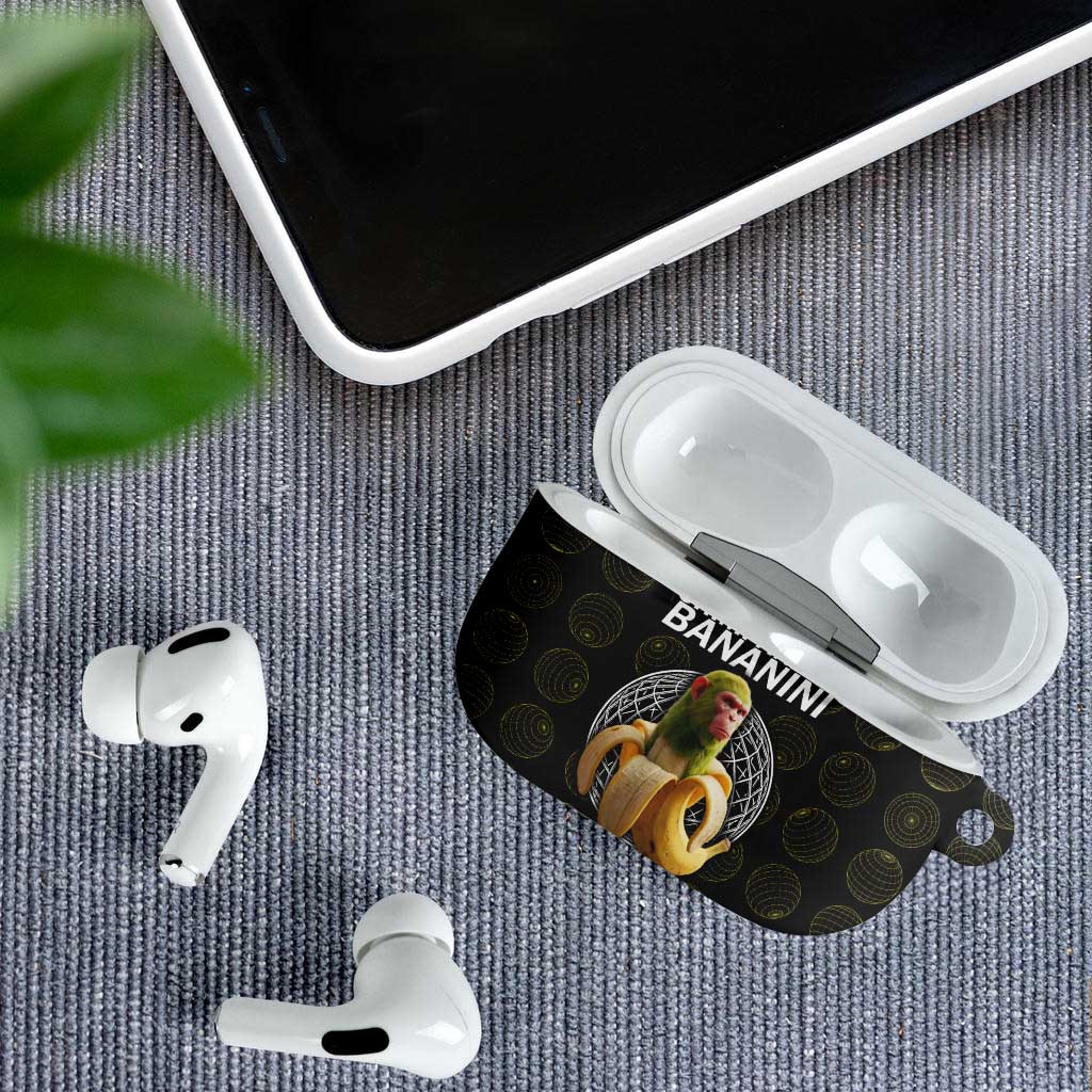 Chimpanzi Bananini Primate AirPods Case with 3D Wireframe Globe Pattern