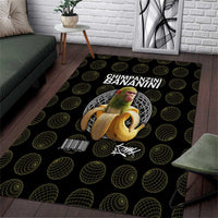 Chimpanzi Bananini Primate Area Rug with 3D Wireframe Globe Pattern