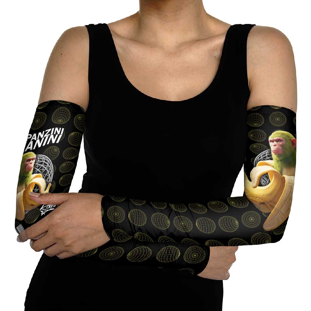 Chimpanzi Bananini Primate Arm Sleeves with 3D Wireframe Globe Pattern