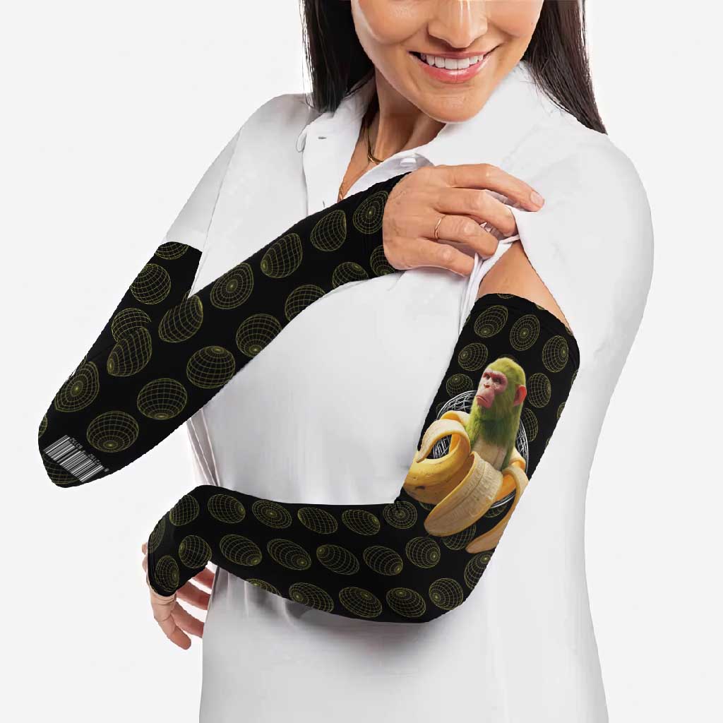 Chimpanzi Bananini Primate Arm Sleeves with 3D Wireframe Globe Pattern
