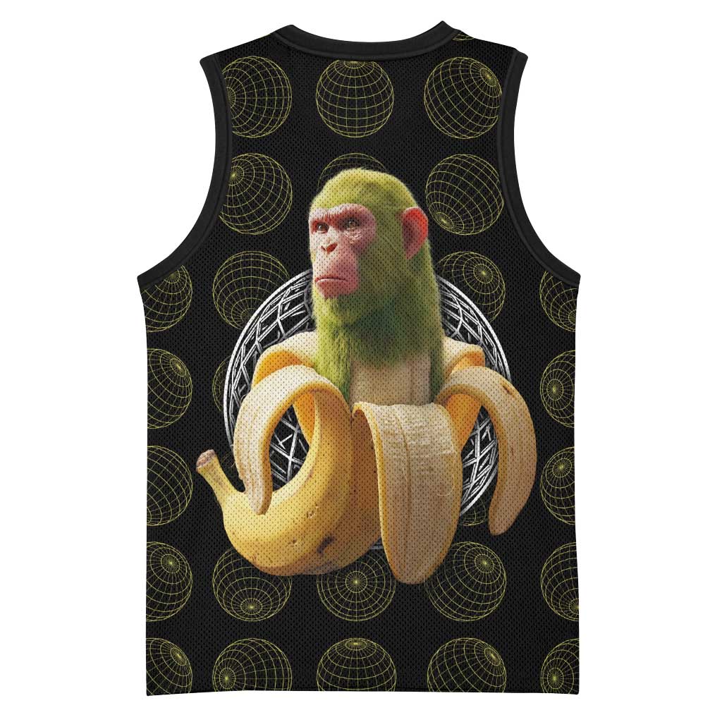 Chimpanzi Bananini Primate Basketball Jersey with 3D Wireframe Globe Pattern