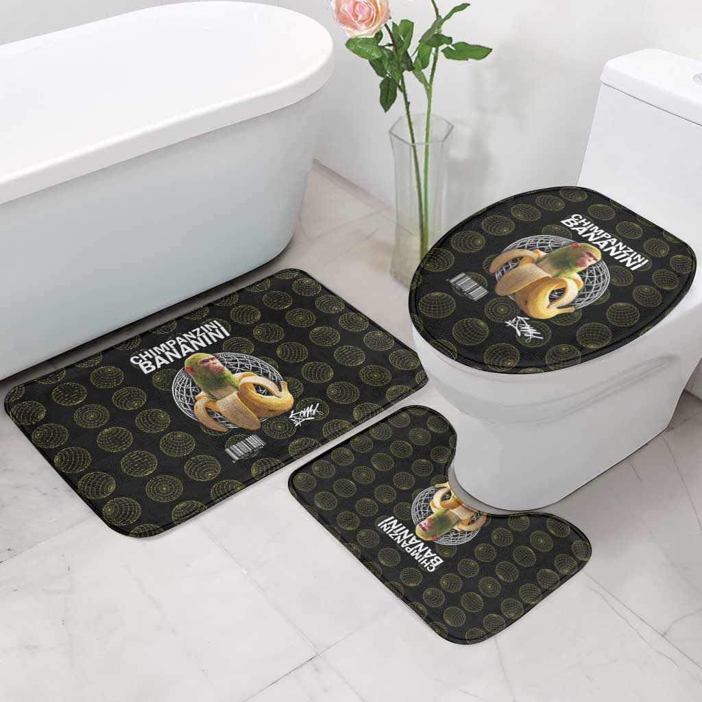 Chimpanzi Bananini Primate Bathroom Set with 3D Wireframe Globe Pattern