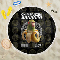 Chimpanzi Bananini Primate Beach Blanket with 3D Wireframe Globe Pattern