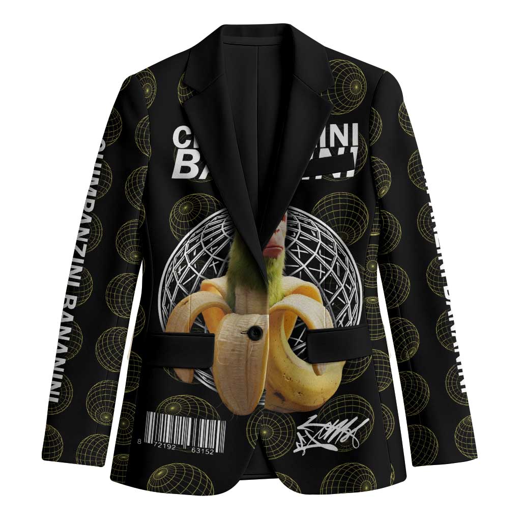Chimpanzi Bananini Primate Blazer with 3D Wireframe Globe Pattern
