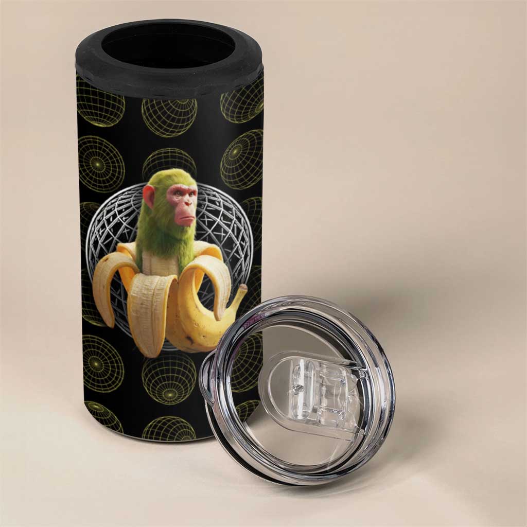 Chimpanzi Bananini Primate 4 in 1 Can Cooler Tumbler with 3D Wireframe Globe Pattern