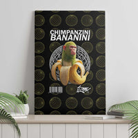 Chimpanzi Bananini Primate Canvas Wall Art with 3D Wireframe Globe Pattern
