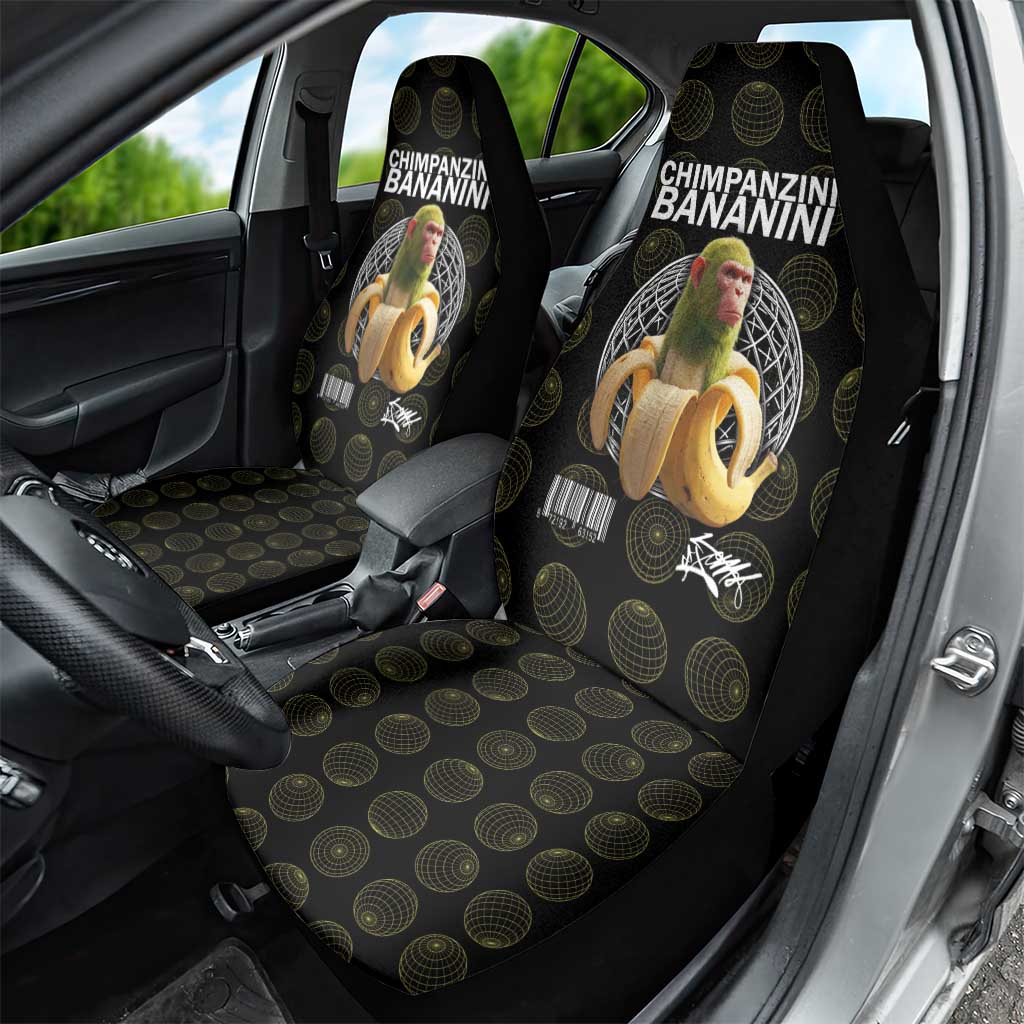 Chimpanzi Bananini Primate Car Seat Cover with 3D Wireframe Globe Pattern