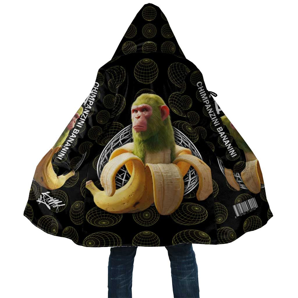 Chimpanzi Bananini Primate Cloak with 3D Wireframe Globe Pattern