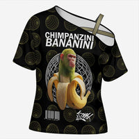 Chimpanzi Bananini Primate Cross Shoulder Shirt with 3D Wireframe Globe Pattern