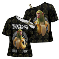 Chimpanzi Bananini Primate Cross Shoulder Shirt with 3D Wireframe Globe Pattern