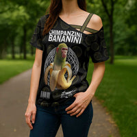 Chimpanzi Bananini Primate Cross Shoulder Shirt with 3D Wireframe Globe Pattern