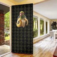 Chimpanzi Bananini Primate Door Cover with 3D Wireframe Globe Pattern
