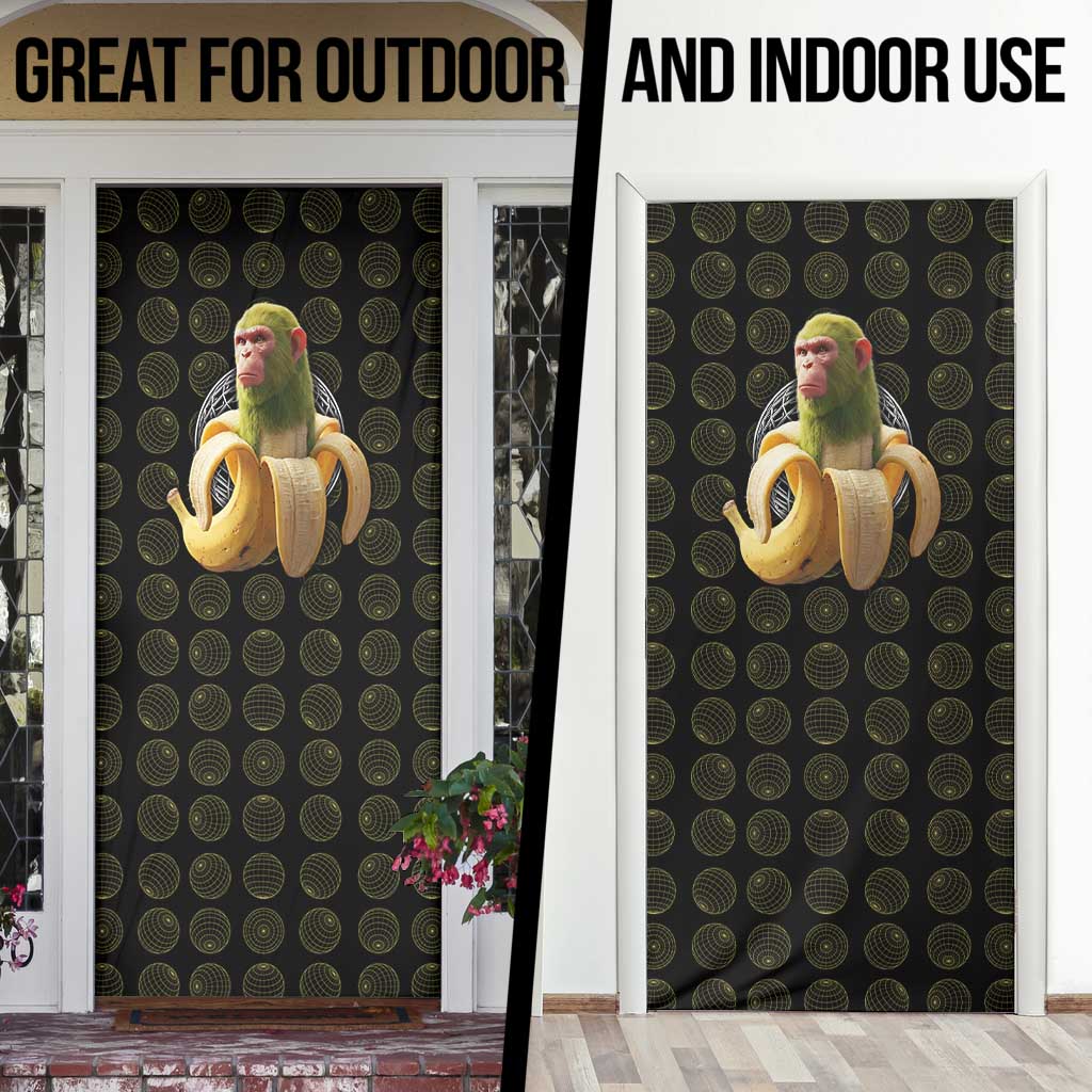 Chimpanzi Bananini Primate Door Cover with 3D Wireframe Globe Pattern