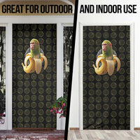 Chimpanzi Bananini Primate Door Cover with 3D Wireframe Globe Pattern