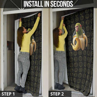 Chimpanzi Bananini Primate Door Cover with 3D Wireframe Globe Pattern