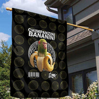 Chimpanzi Bananini Primate Garden Flag with 3D Wireframe Globe Pattern