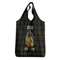 Chimpanzi Bananini Primate Grocery Bag with 3D Wireframe Globe Pattern