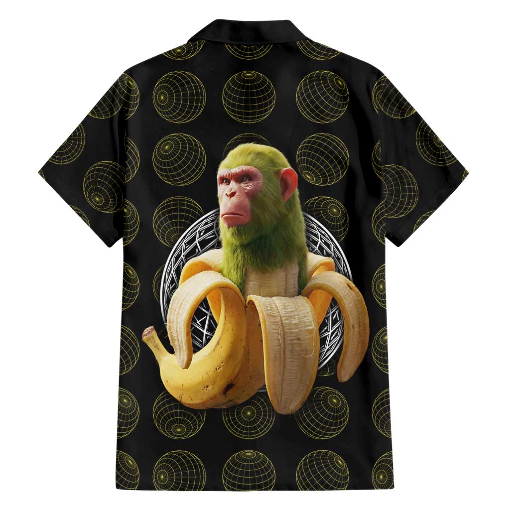 Chimpanzi Bananini Primate Hawaiian Shirt with 3D Wireframe Globe Pattern